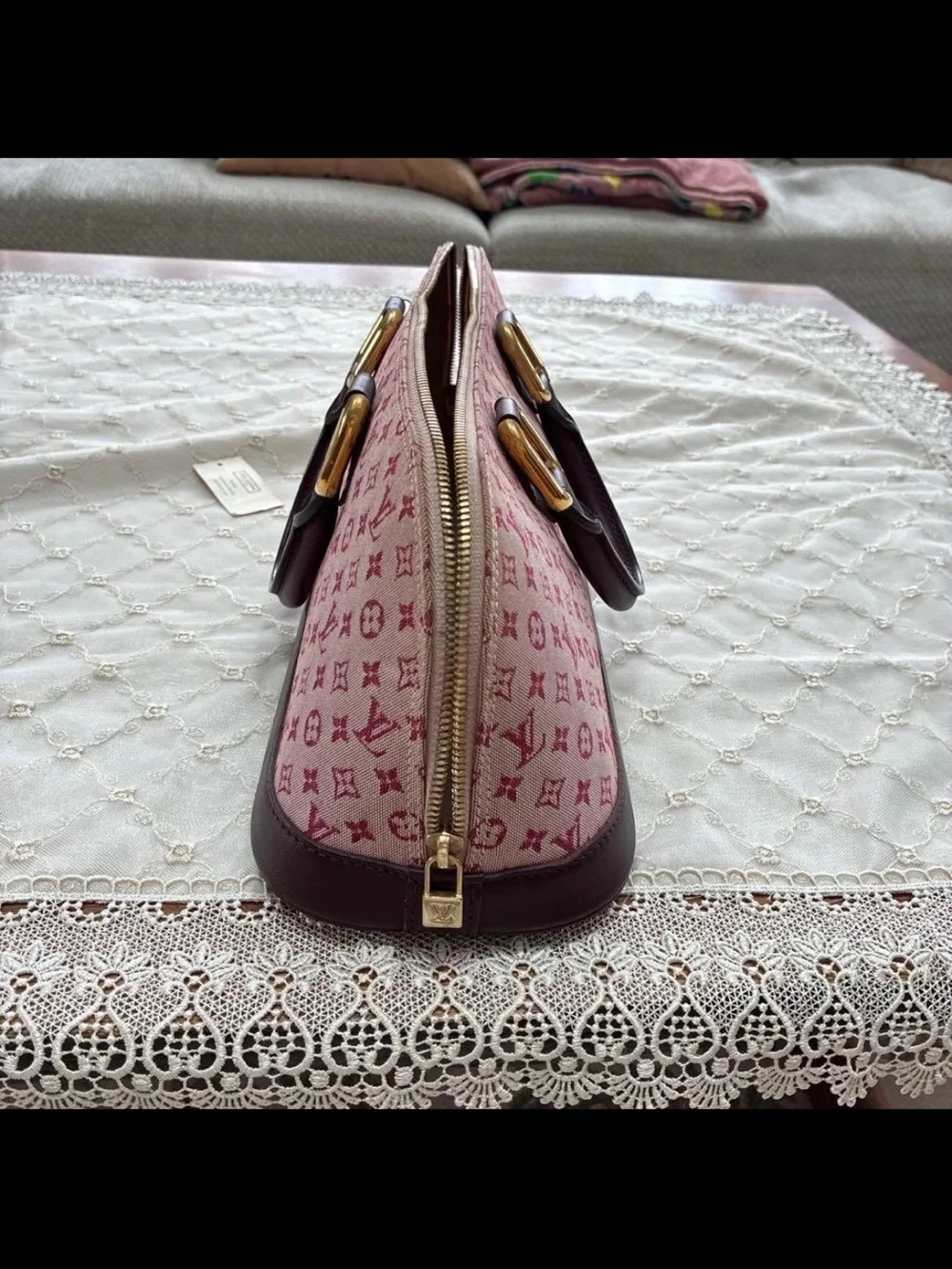 Louis Vuitton Pink and Dark Brown Monogram Satchel